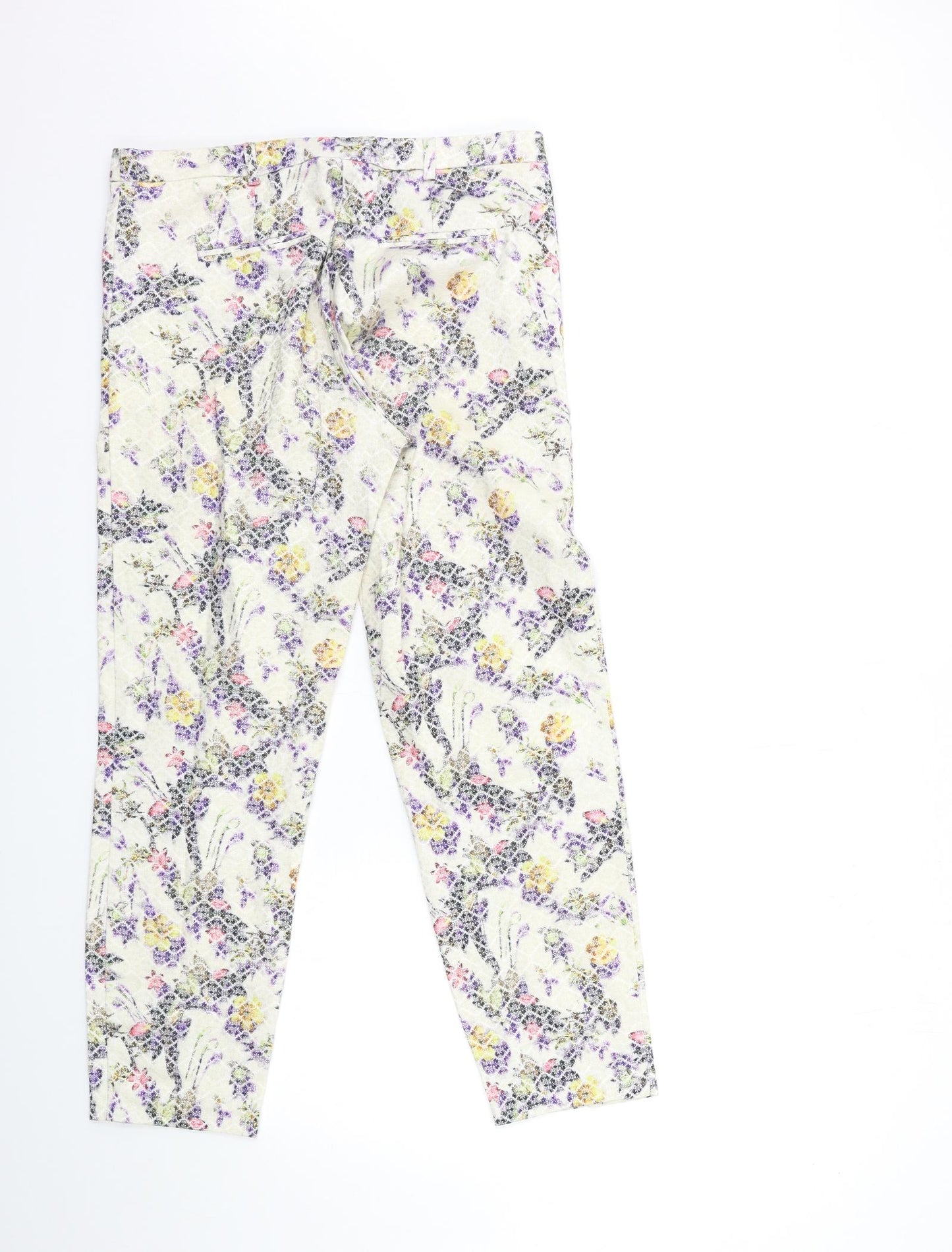 Topshop Womens White Floral  Trousers  Size 10 L27 in