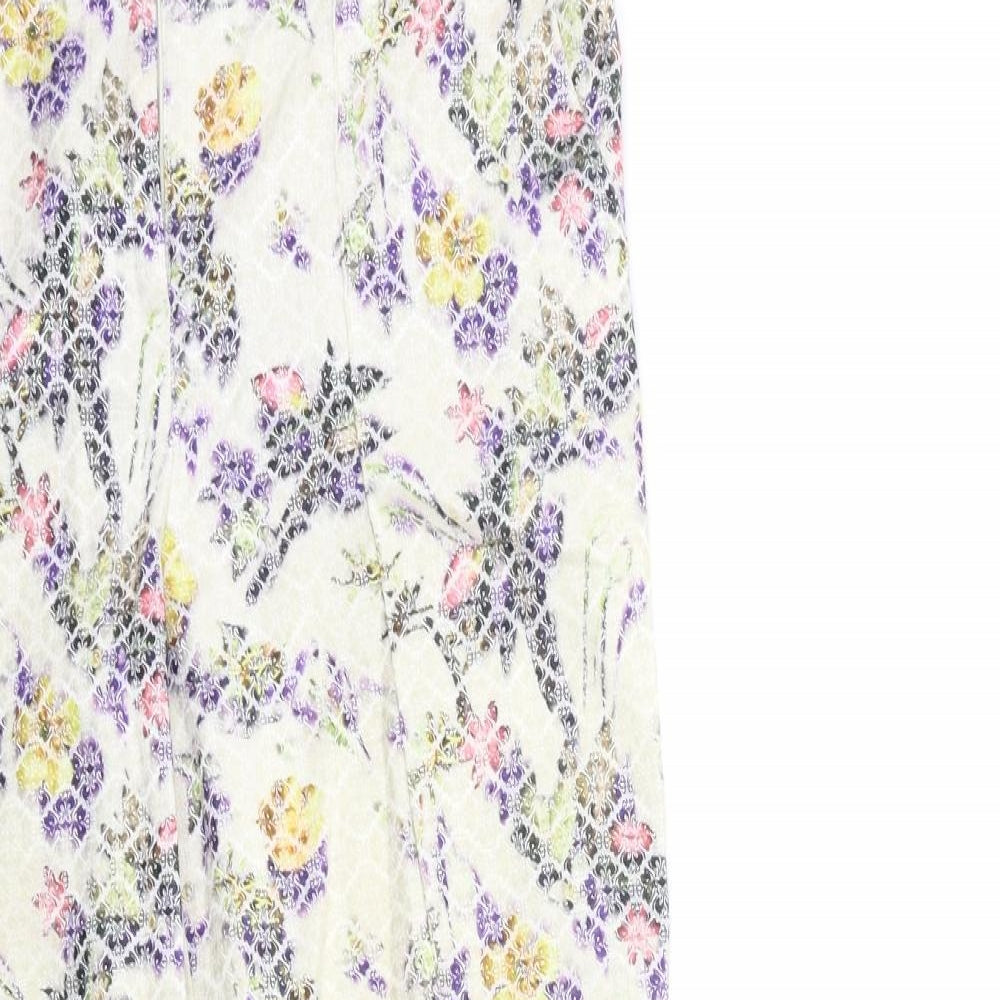 Topshop Womens White Floral  Trousers  Size 10 L27 in