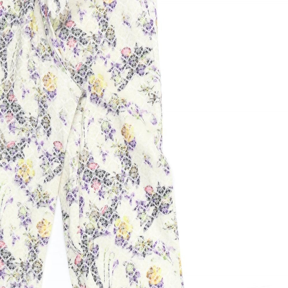 Topshop Womens White Floral  Trousers  Size 10 L27 in