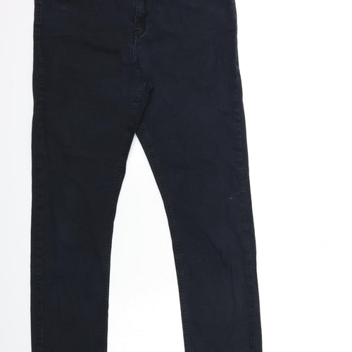 Preworn Womens Black  Denim Straight Jeans Size 16 L32 in