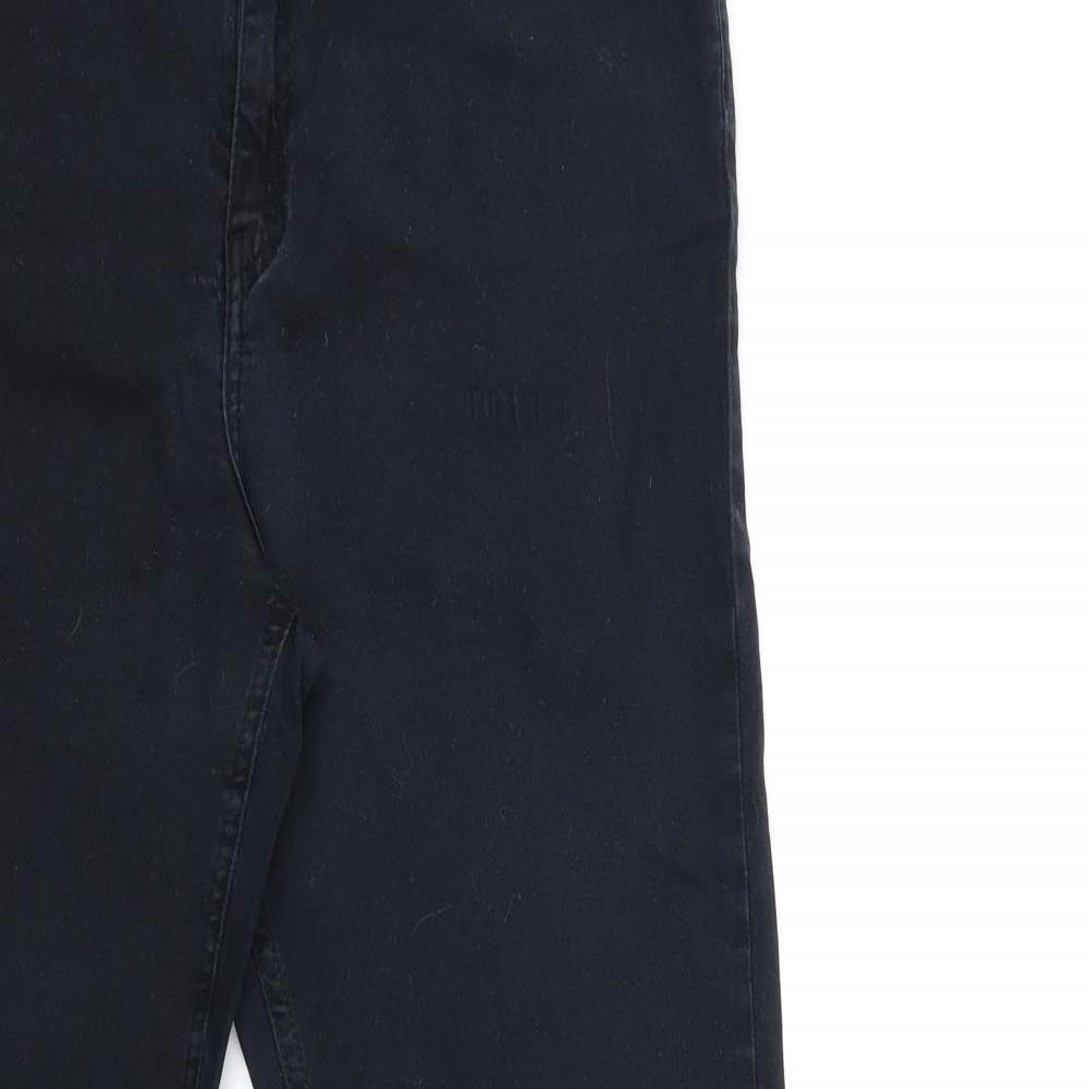 Preworn Womens Black  Denim Straight Jeans Size 16 L32 in