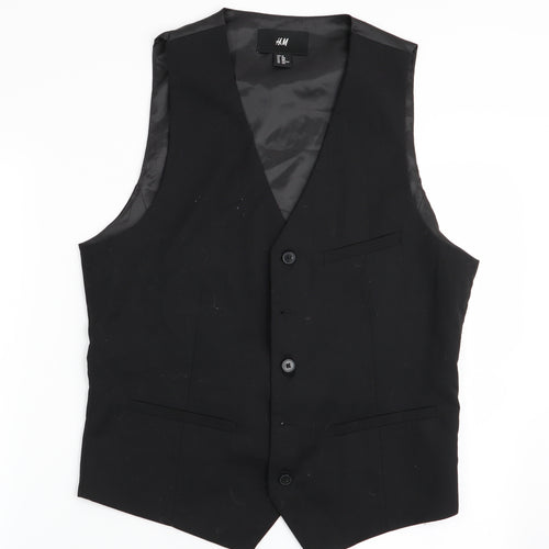 H&M Mens Black   Jacket Suit Waistcoat Size 36