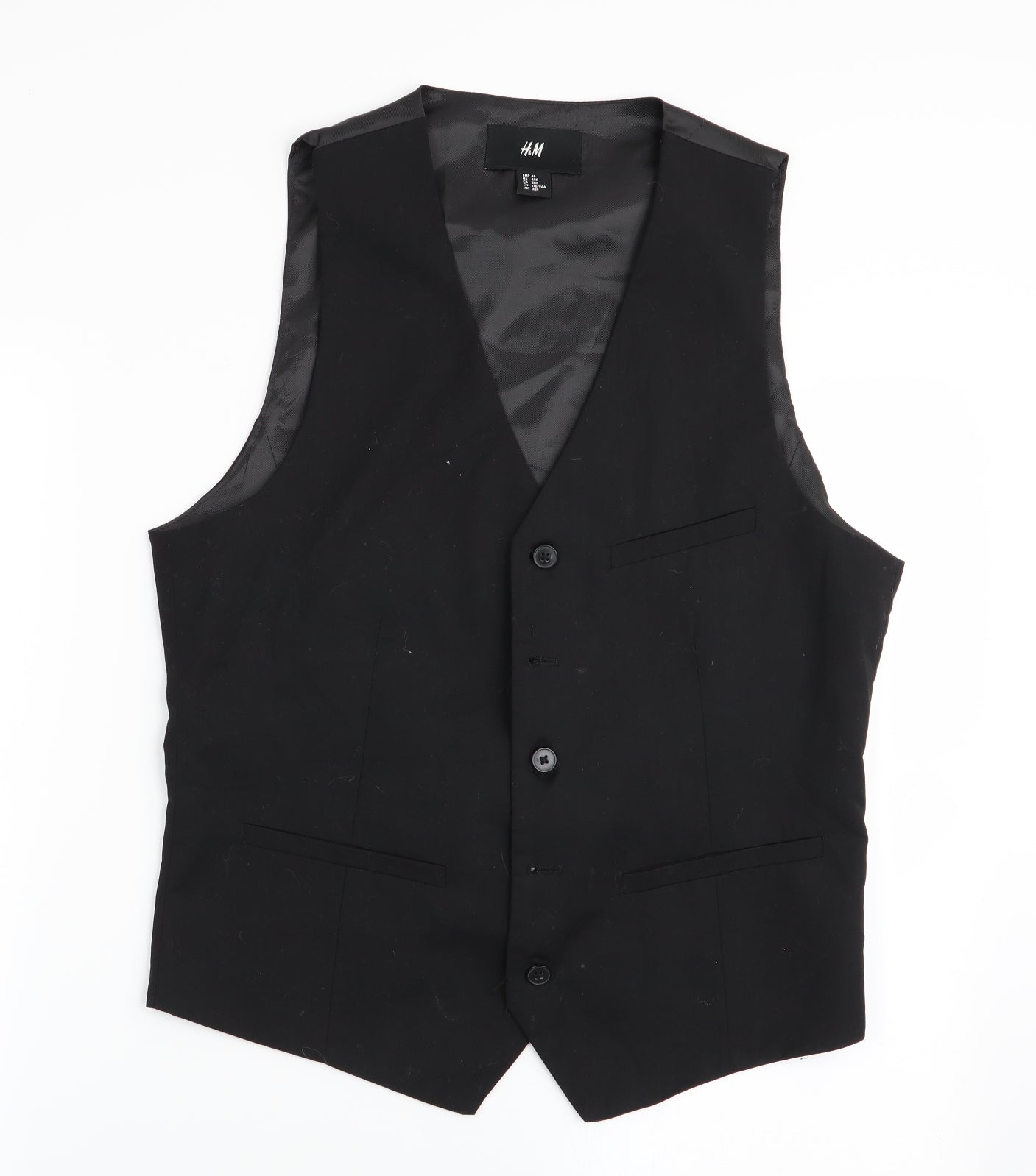 H&M Mens Black   Jacket Suit Waistcoat Size 36