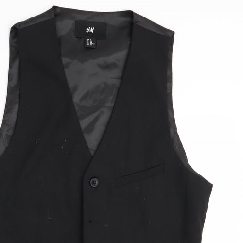 H&M Mens Black   Jacket Suit Waistcoat Size 36