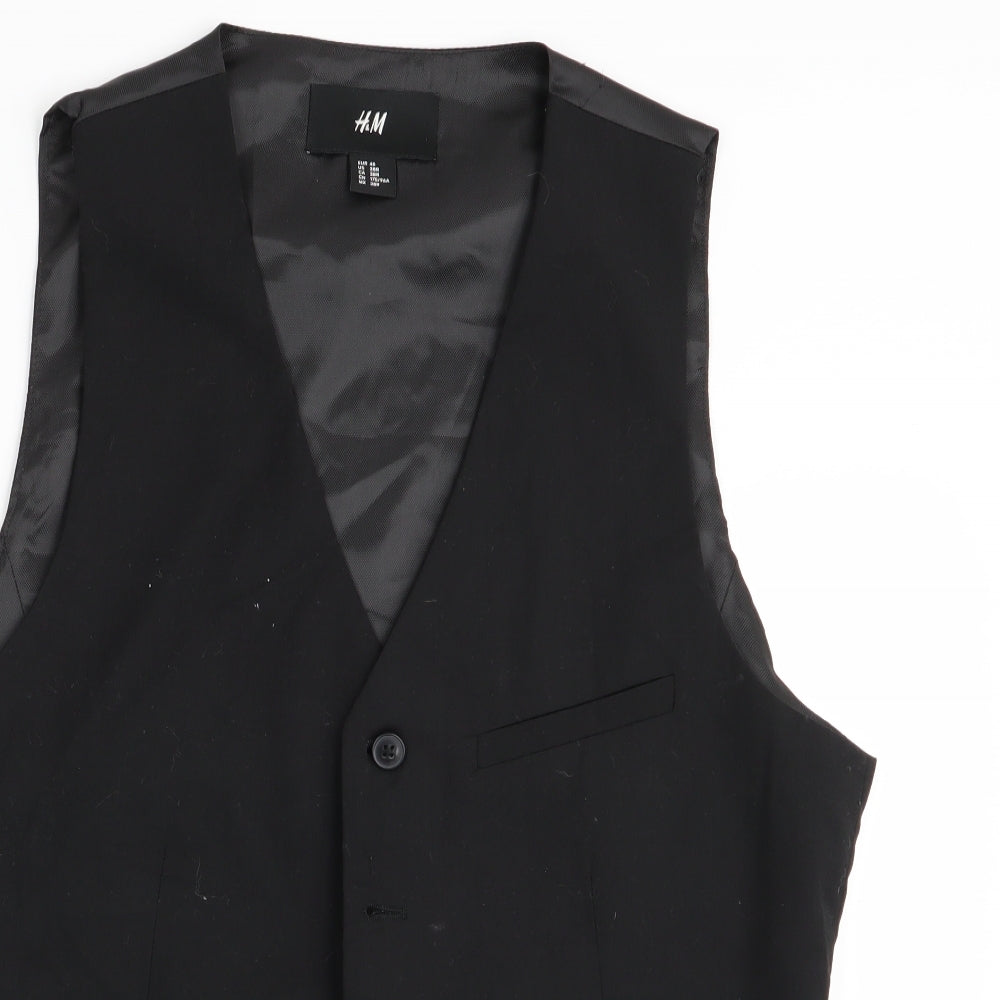 H&M Mens Black   Jacket Suit Waistcoat Size 36