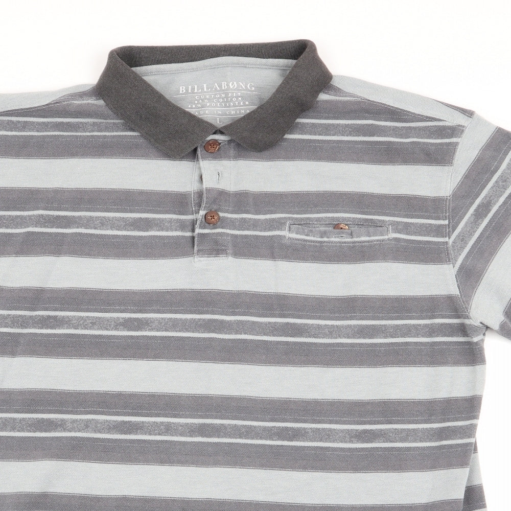 Billabong Mens Multicoloured Striped   Polo Size L