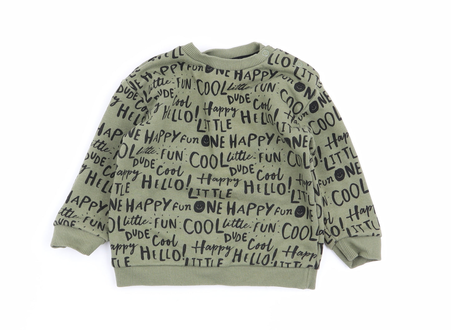 fred and flo Boys Green Geometric  Pullover Jumper Size 9-12 Months