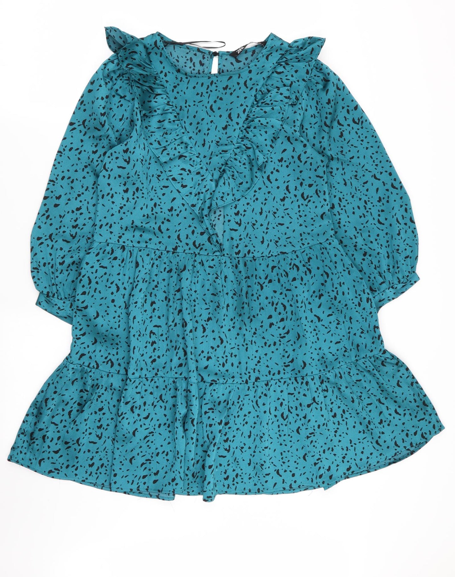 Zara Womens Green Animal Print  Fit & Flare  Size 4