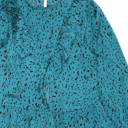 Zara Womens Green Animal Print  Fit & Flare  Size 4