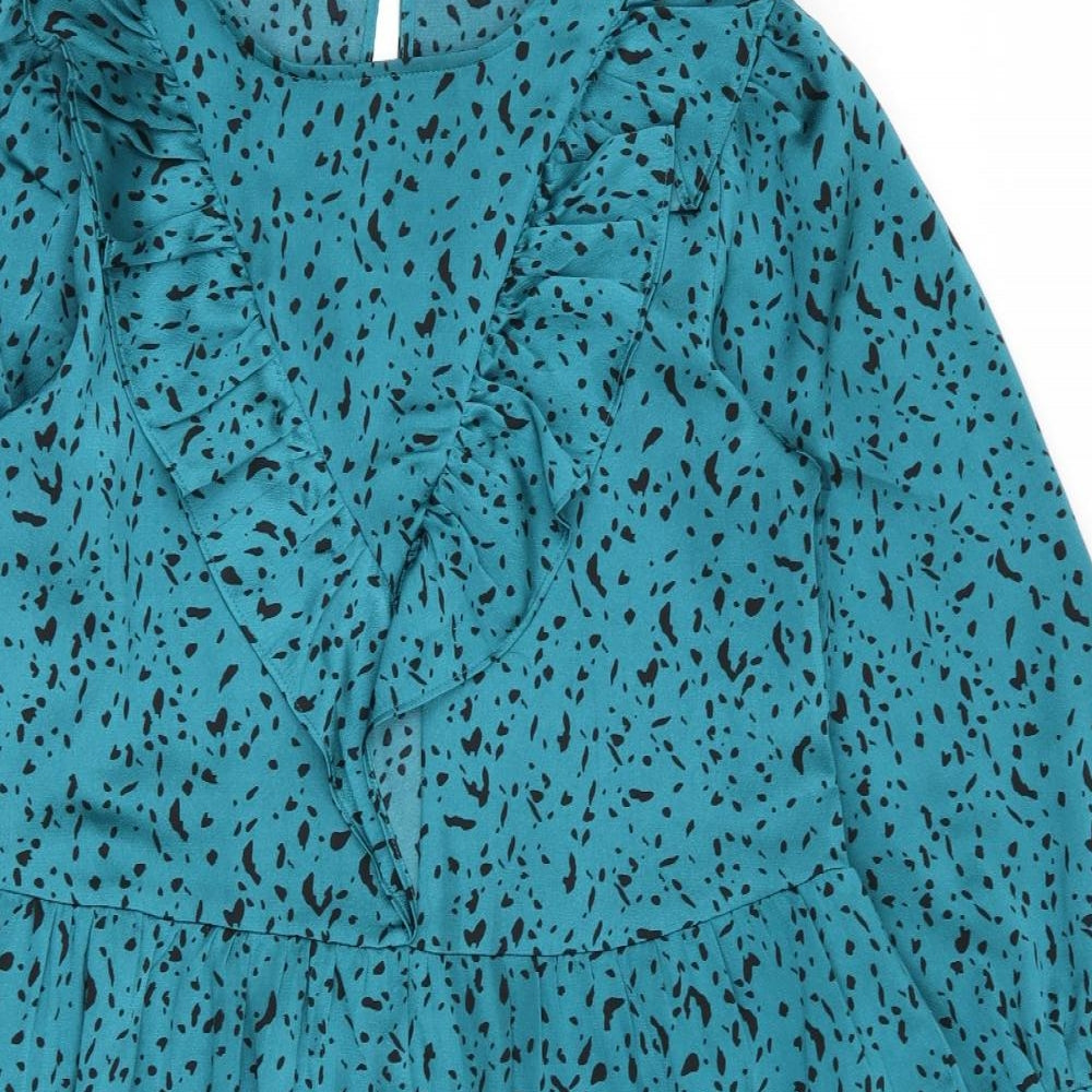 Zara Womens Green Animal Print  Fit & Flare  Size 4