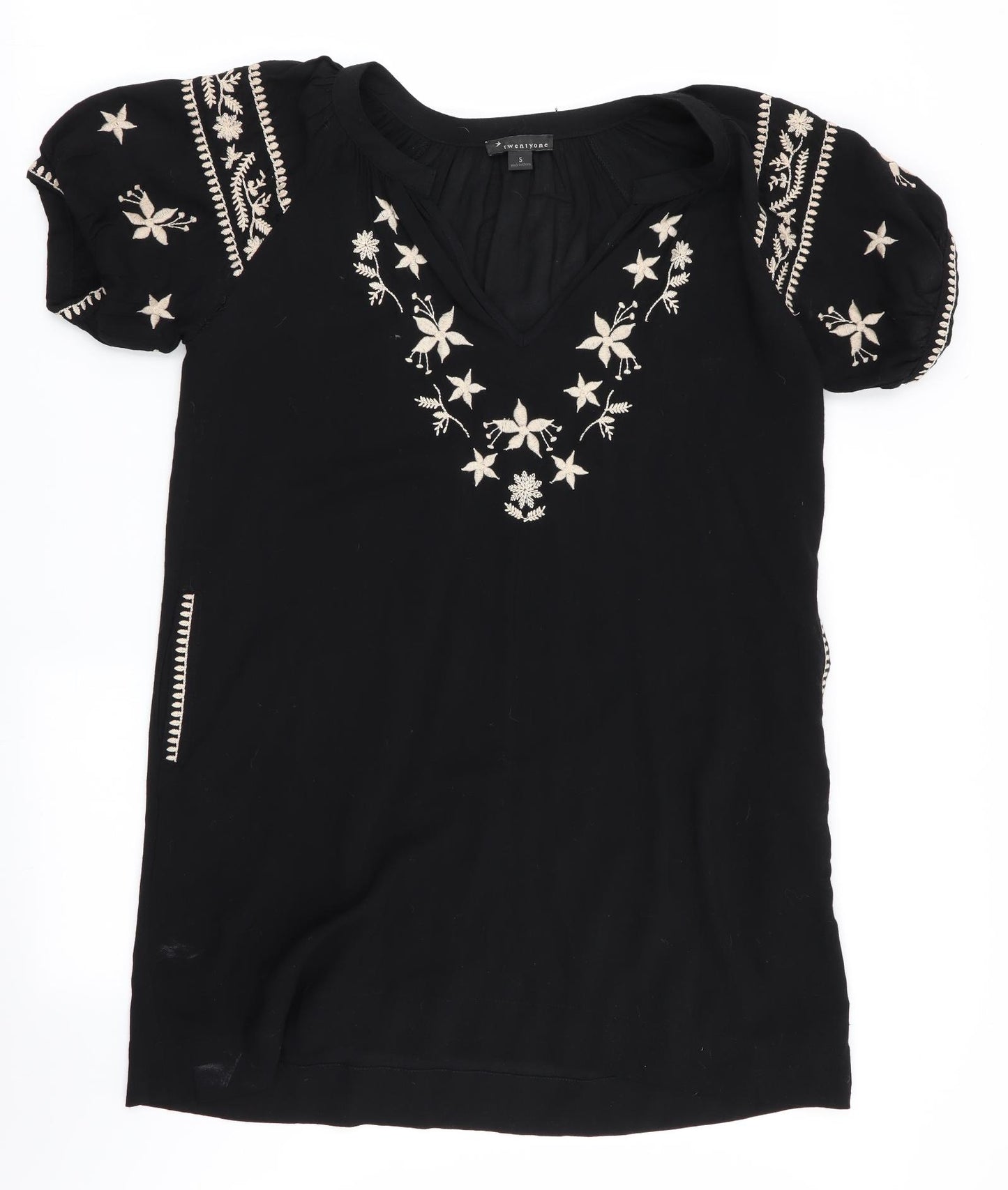 twentyone Womens Black Geometric  Fit & Flare  Size S