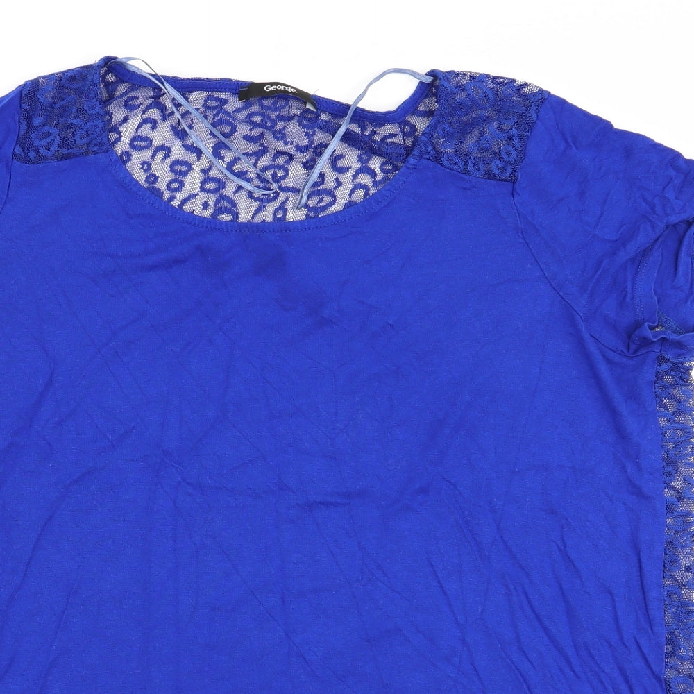 Asda George Womens Blue Animal Print  Basic T-Shirt Size 18