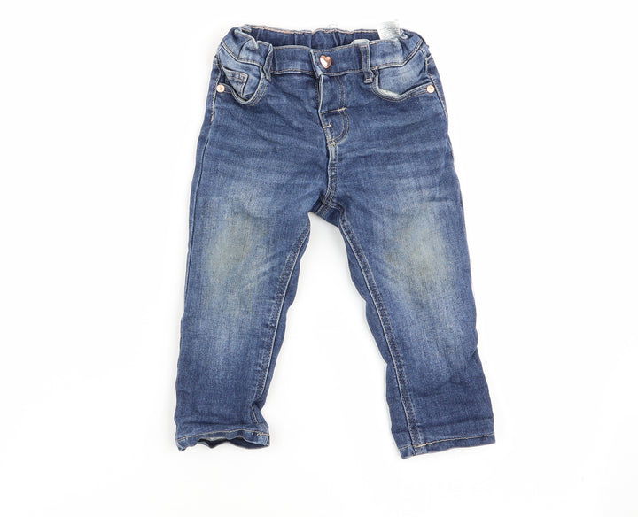 F&F Girls Blue   Jogger Jeans Size 12 Months  - jeans