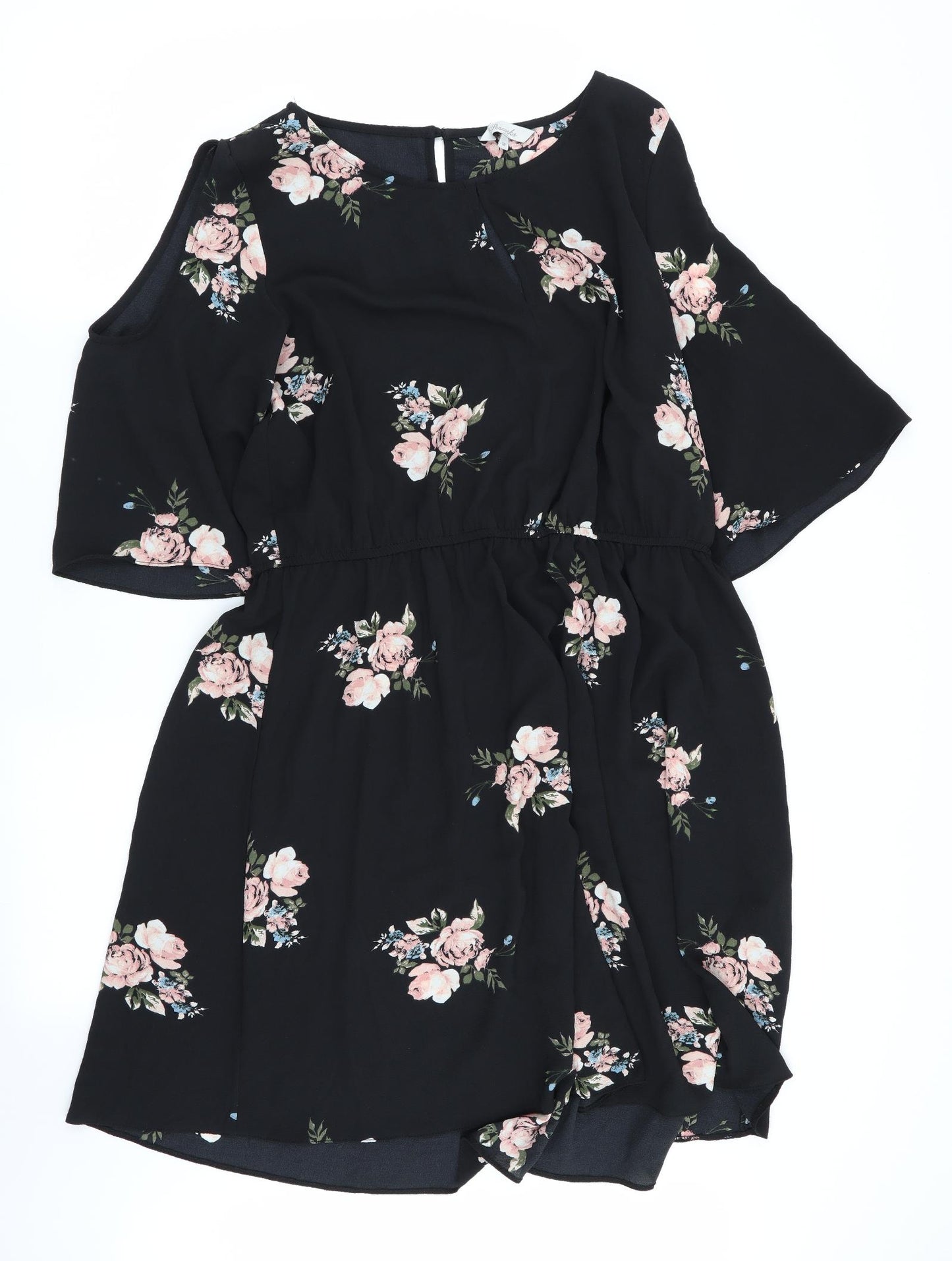 Peacocks Womens Black Floral  Fit & Flare  Size 18