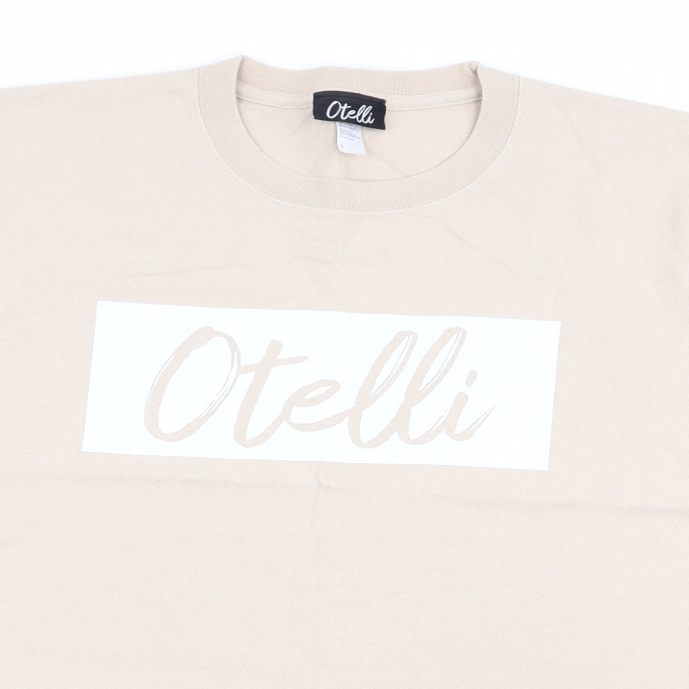 otelli Mens Beige    T-Shirt Size L