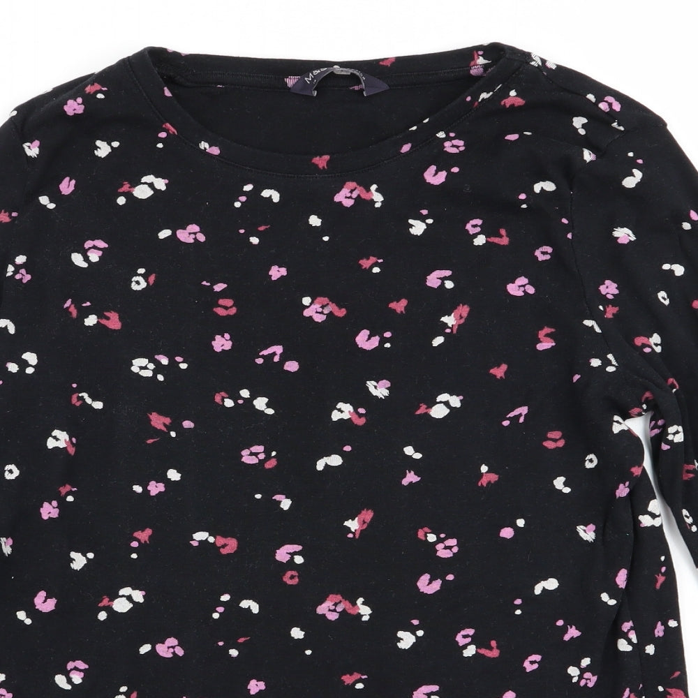 M&s Womens Black Geometric  Basic T-Shirt Size 14