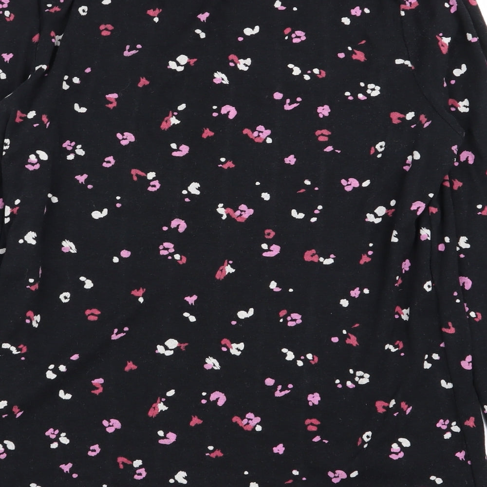 M&s Womens Black Geometric  Basic T-Shirt Size 14