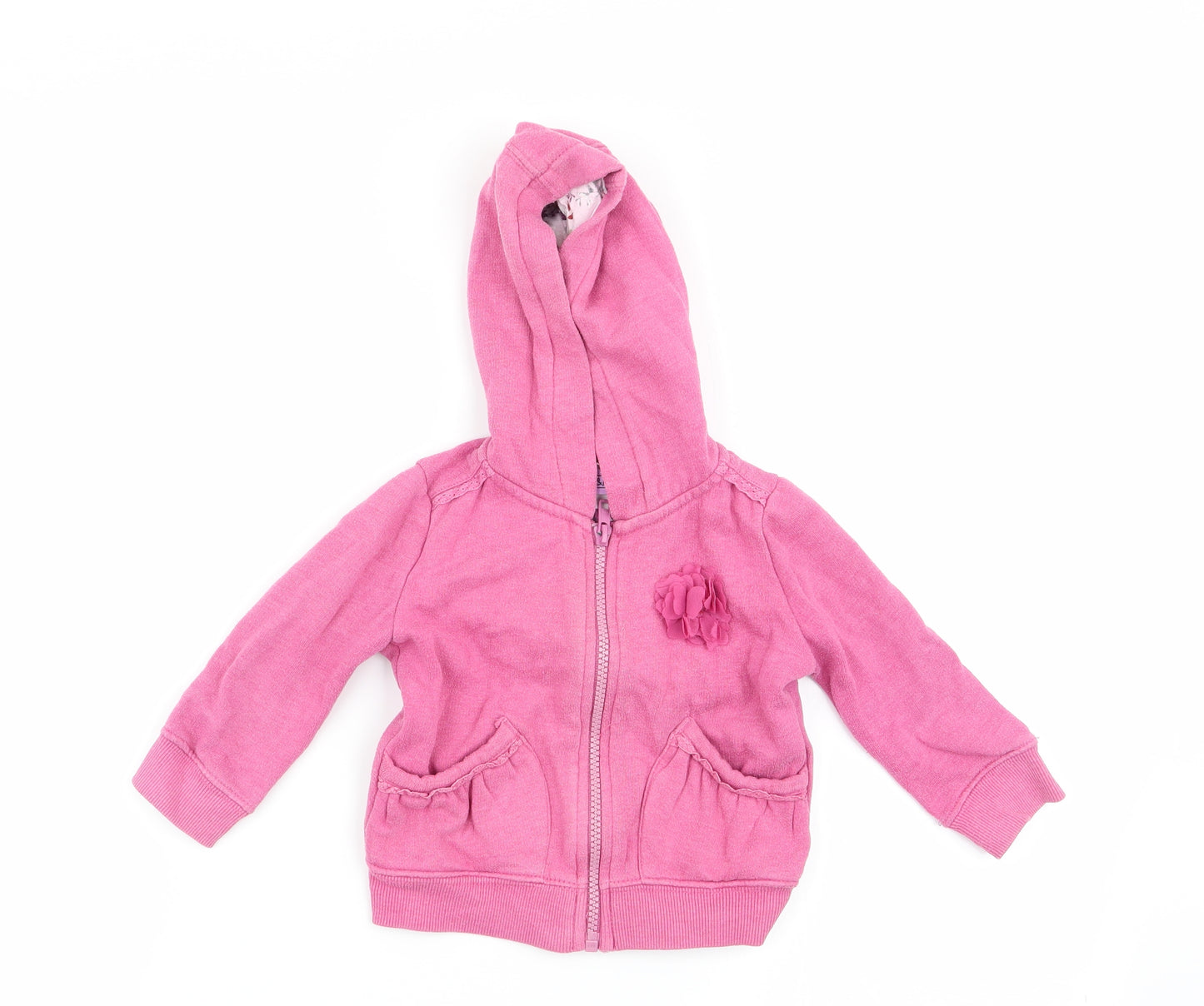 F&F Girls Pink   Full Zip Jumper Size 9-12 Months