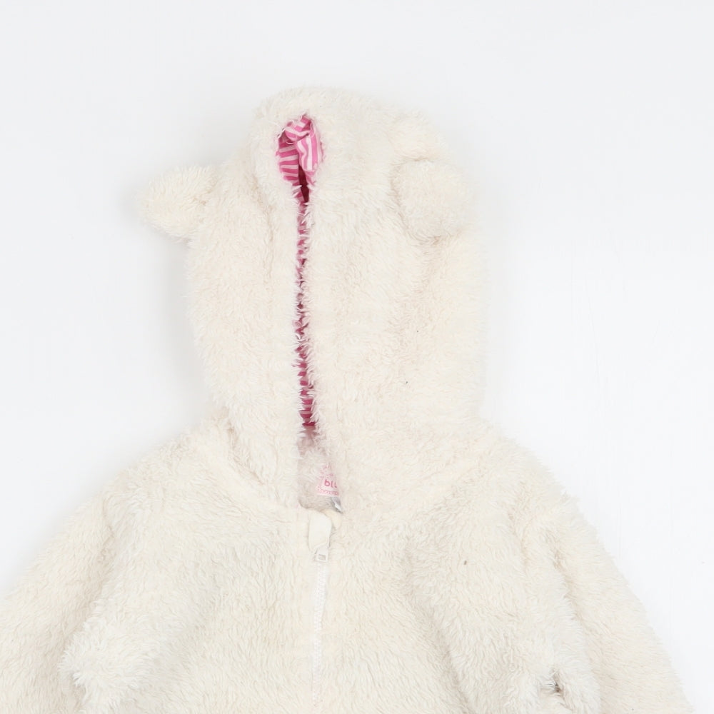 bluezoo Girls White   Full Zip Jumper Size 18-24 Months