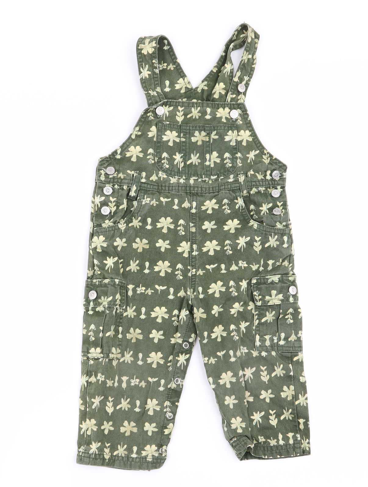 Adams Boys Green Floral  Dungaree One-Piece Size 18-24 Months