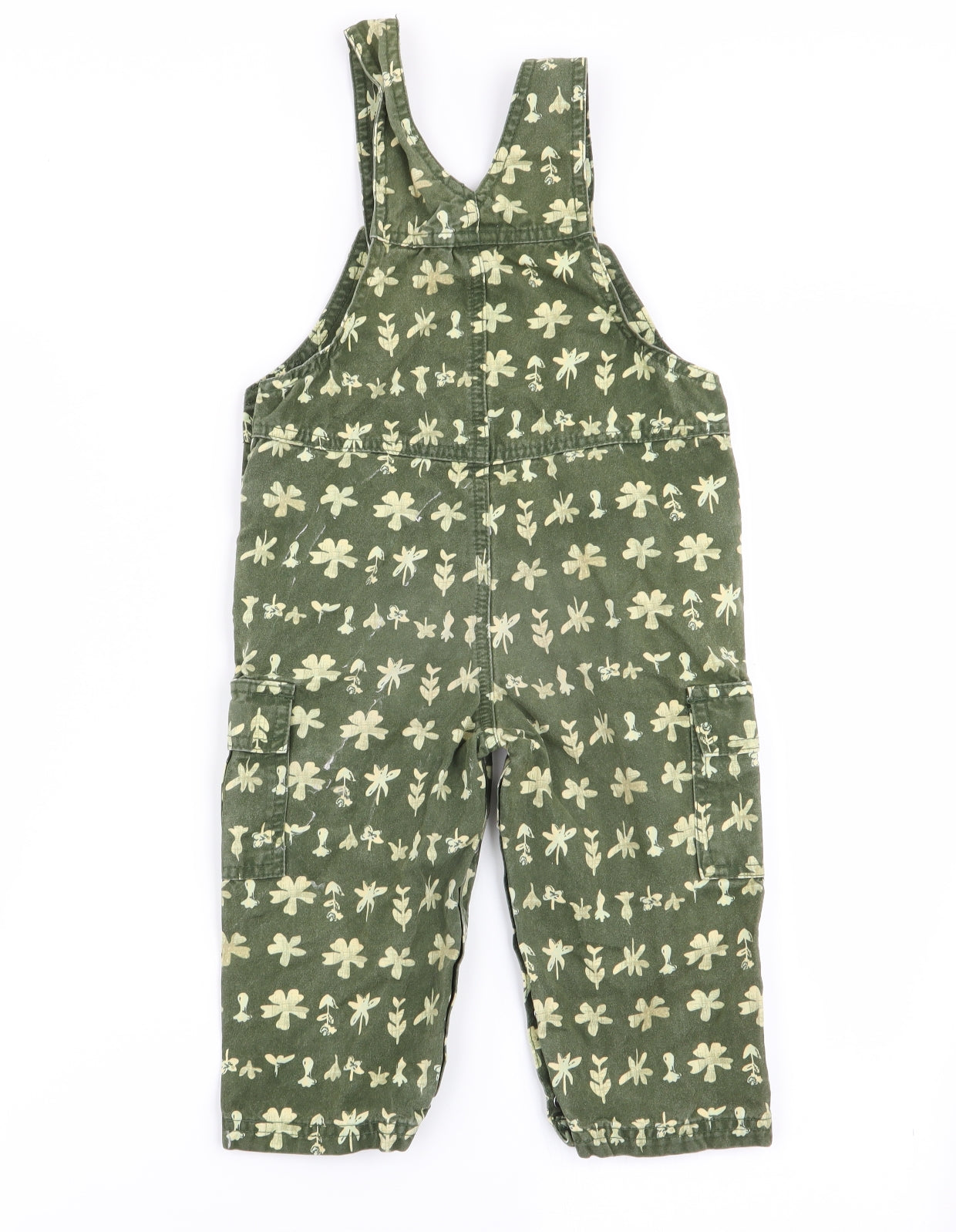 Adams Boys Green Floral  Dungaree One-Piece Size 18-24 Months