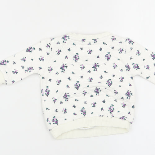 F&F Girls White Floral  Pullover Jumper Size 0-3 Months