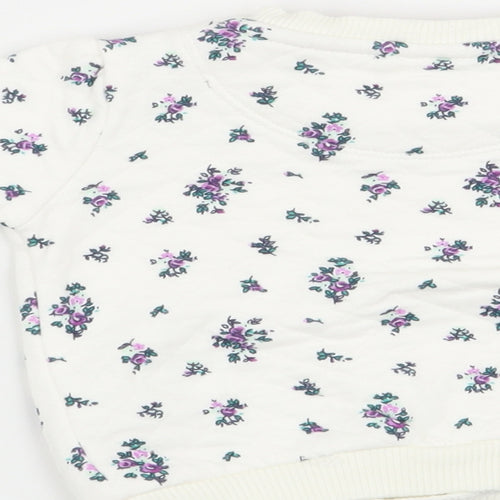 F&F Girls White Floral  Pullover Jumper Size 0-3 Months