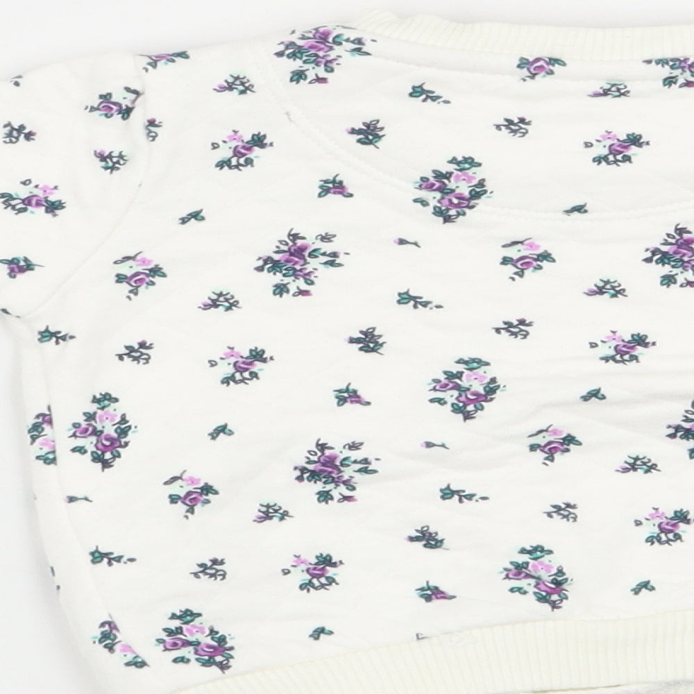 F&F Girls White Floral  Pullover Jumper Size 0-3 Months