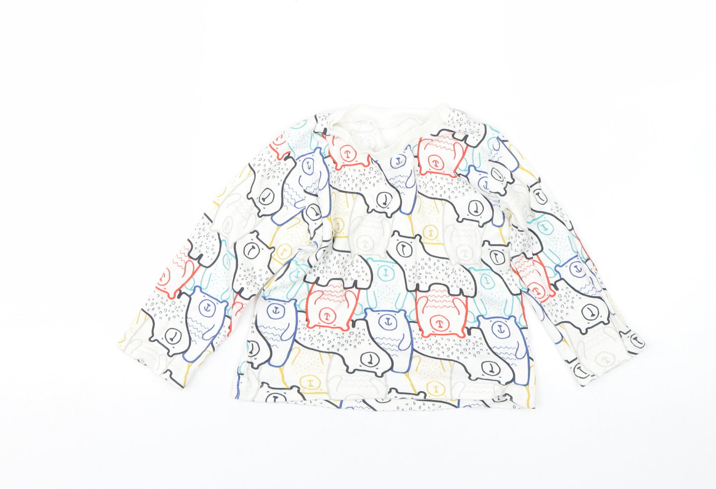 Nutmeg Boys White Animal Print  Basic T-Shirt Size 18-24 Months  - Bears