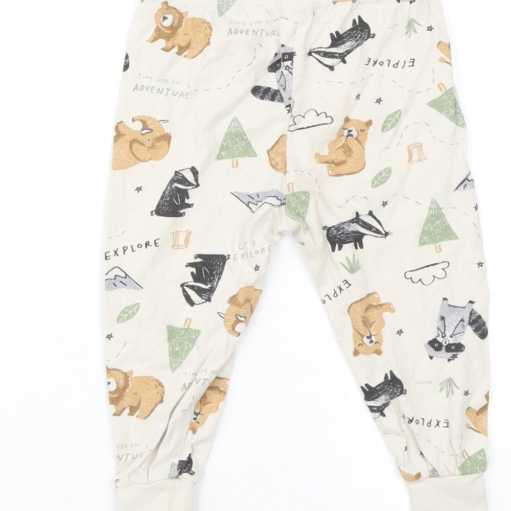 George Baby Beige Animal Print  Cami Pyjama Pants Size 18-24 Months  - Animals