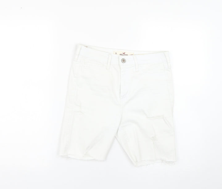 Hollister Womens White Denim Bermuda Shorts Size 27 in