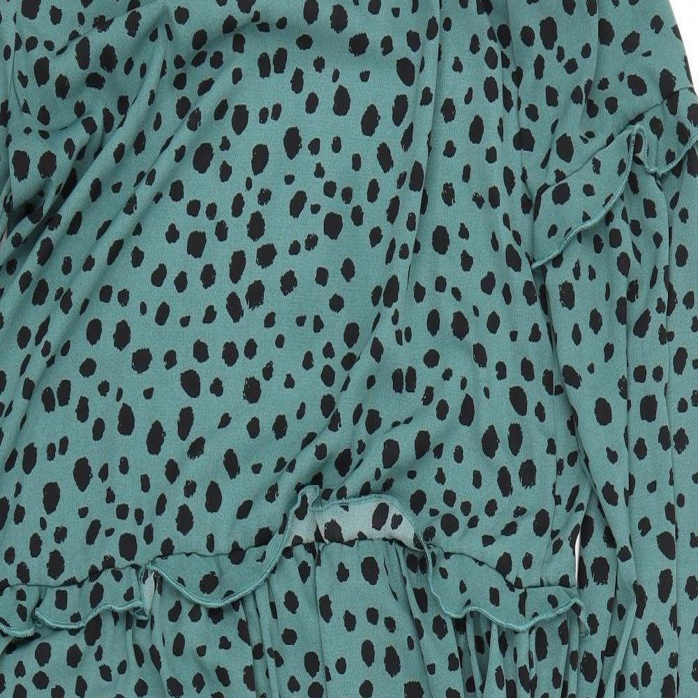 Missguided Womens Green Animal Print  T-Shirt Dress  Size 14