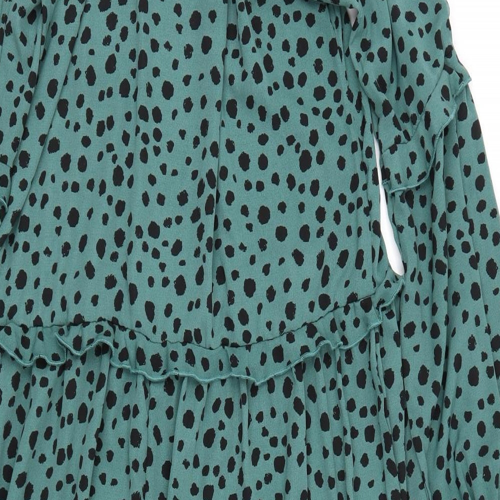Missguided Womens Green Animal Print  T-Shirt Dress  Size 14