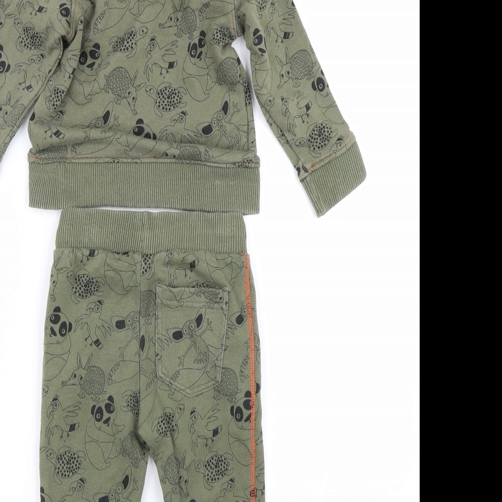 Mini Club Boys Green Animal Print  Trousers Set Outfit/Set Size 12-18 Months  - Animals