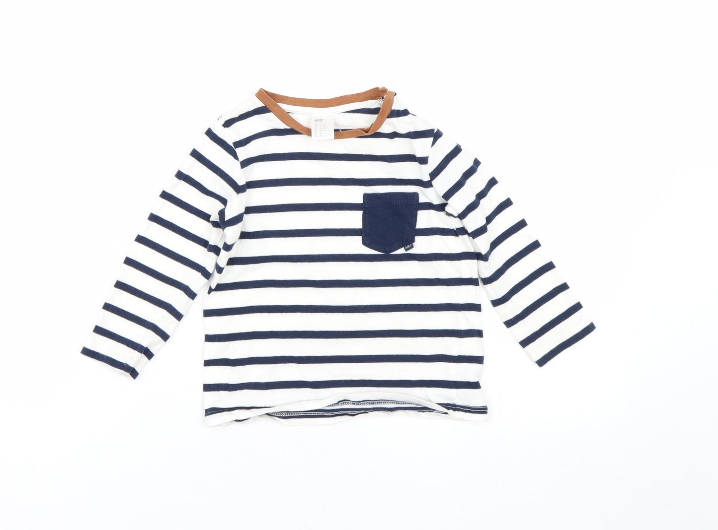 H&M Girls Blue Striped  Basic T-Shirt Size 12-18 Months