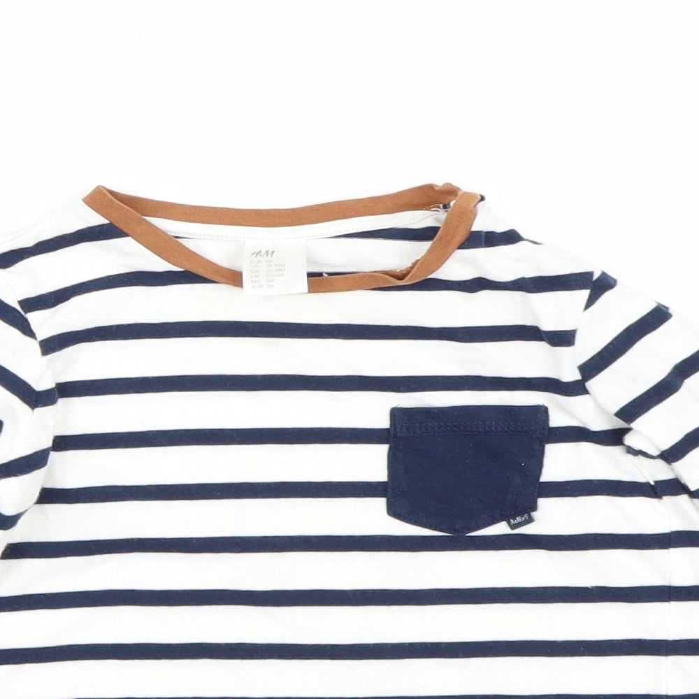 H&M Girls Blue Striped  Basic T-Shirt Size 12-18 Months