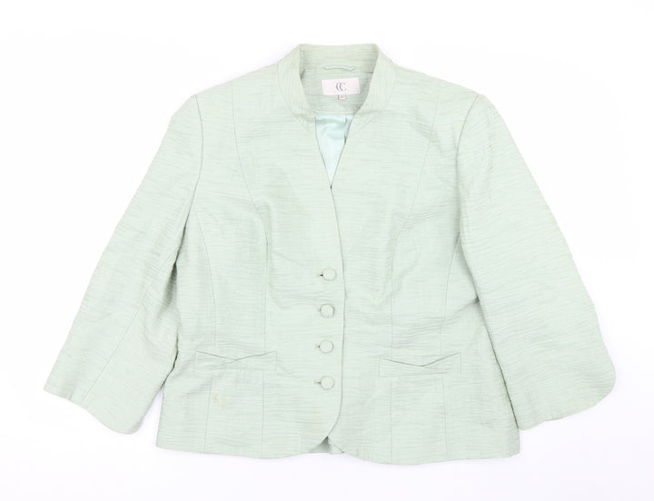 CC Womens Green Striped Jacket Suit Size 16
