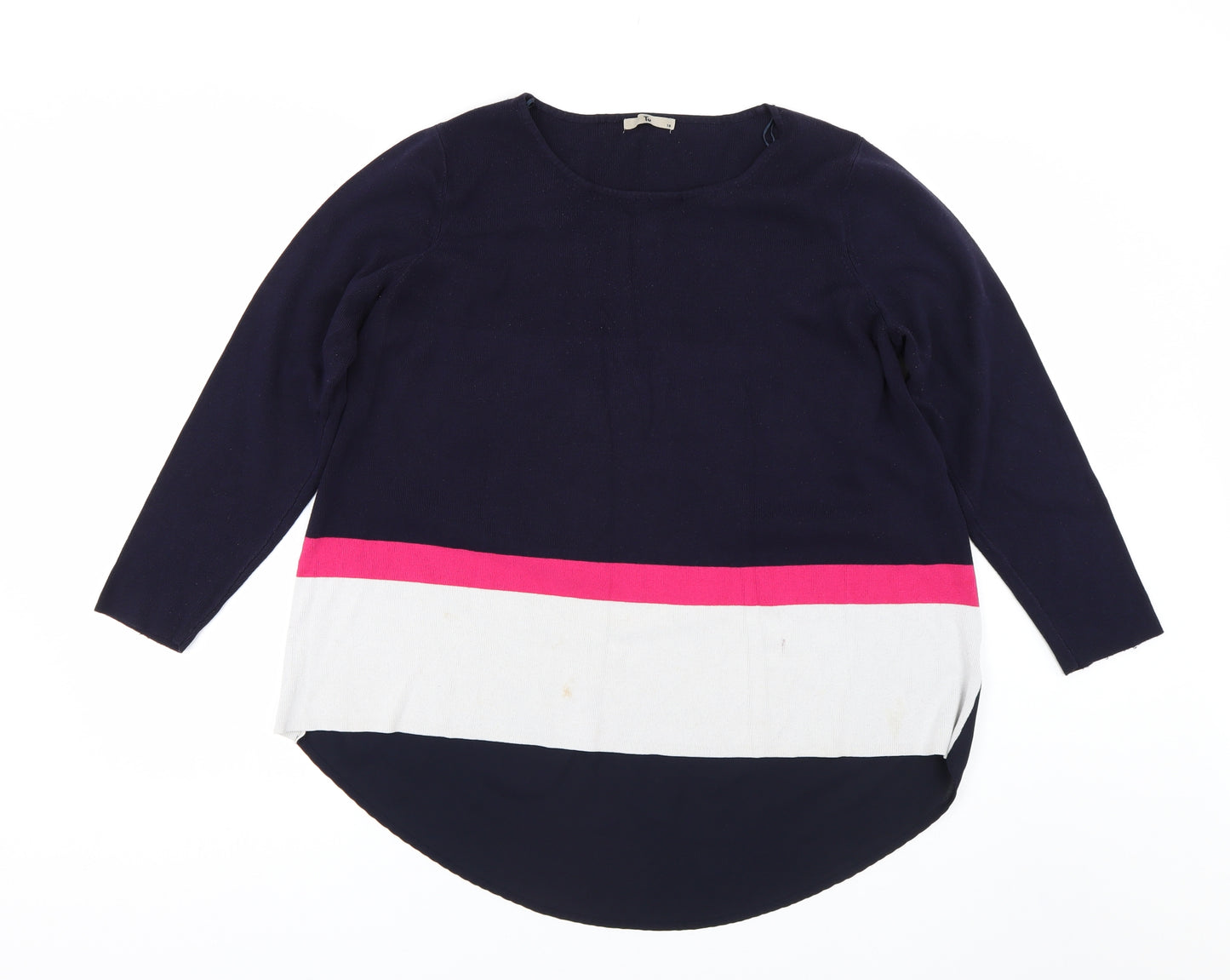 TU Womens Blue Striped  Pullover Jumper Size 18