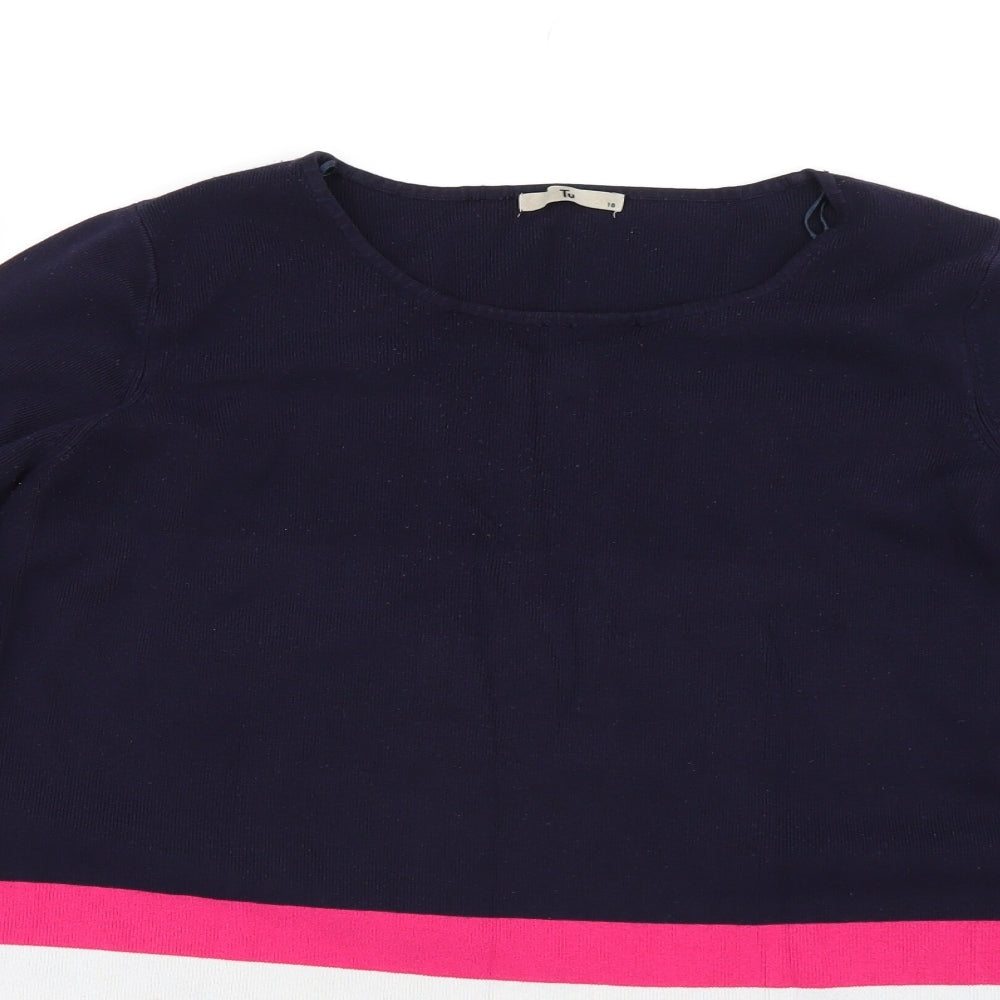 TU Womens Blue Striped  Pullover Jumper Size 18
