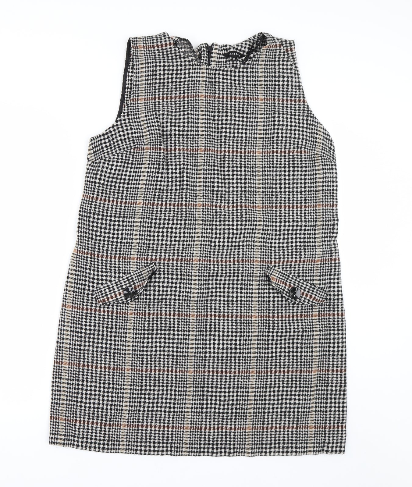 Peacocks Womens Brown Houndstooth  Tank Dress  Size 16