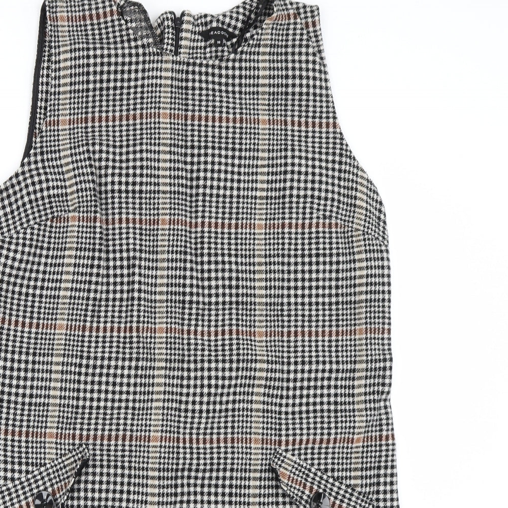 Peacocks Womens Brown Houndstooth  Tank Dress  Size 16