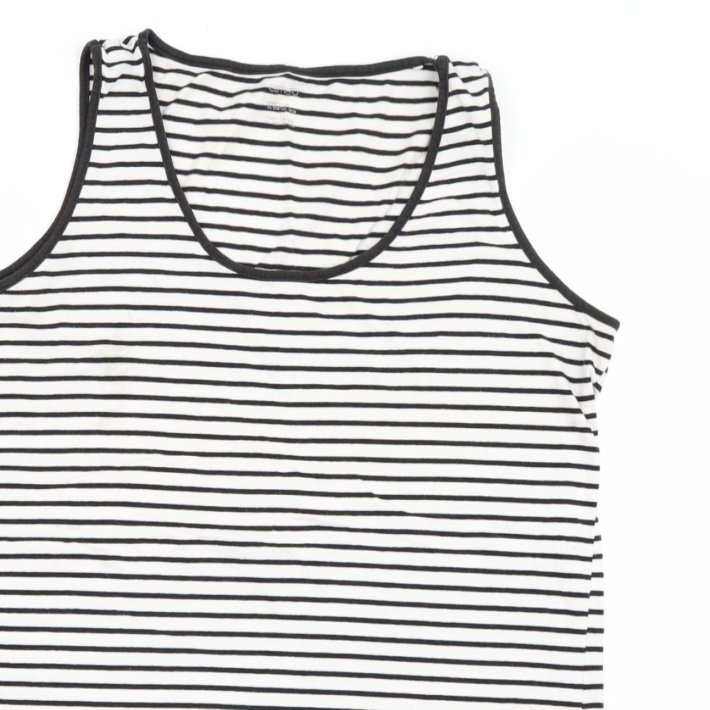 ESMARA Womens White Striped  Basic Tank Size 2XL