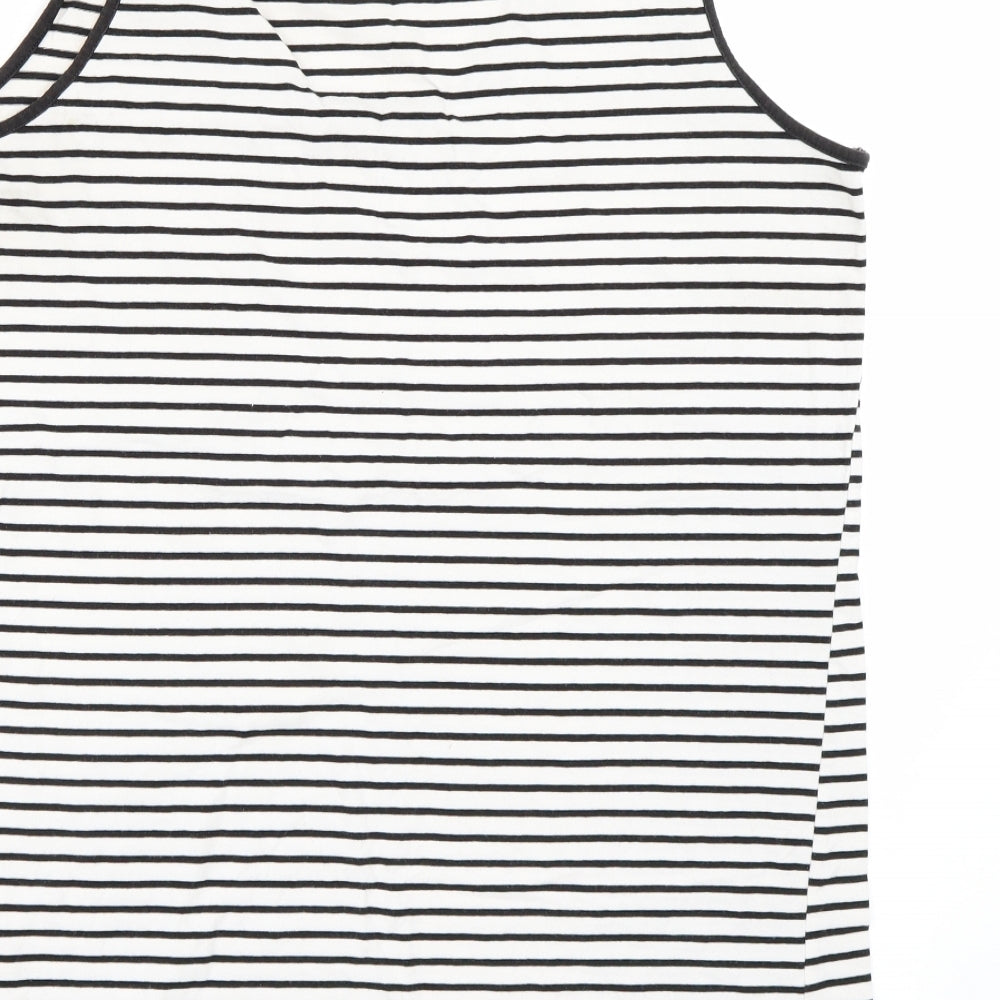 ESMARA Womens White Striped  Basic Tank Size 2XL