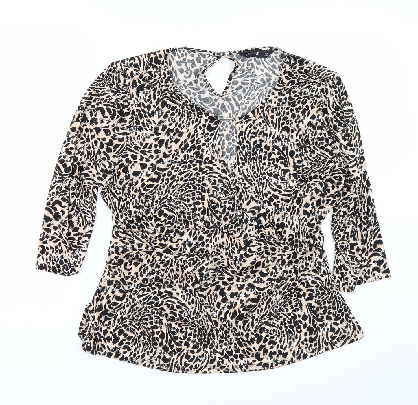 F&F Womens Beige Animal Print  Basic T-Shirt Size 18