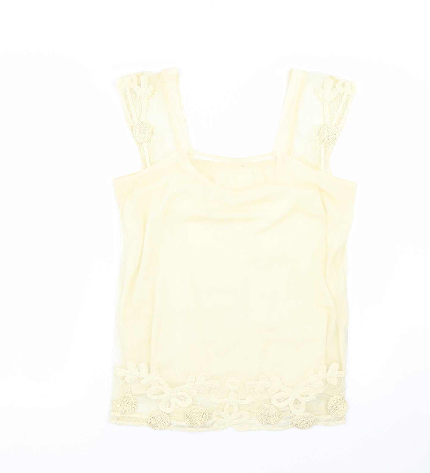 Preworn Womens Yellow Floral  Basic Tank Size M