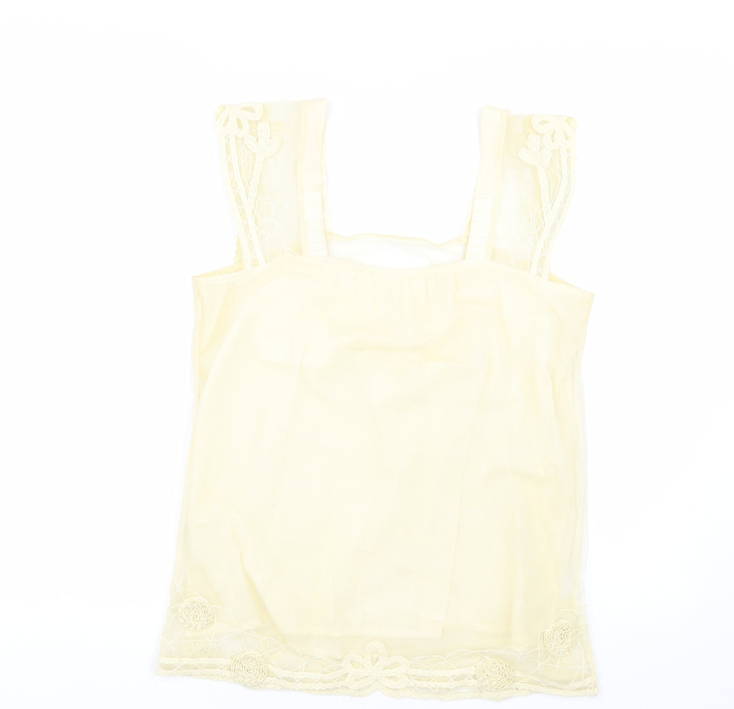 Preworn Womens Yellow Floral  Basic Tank Size M