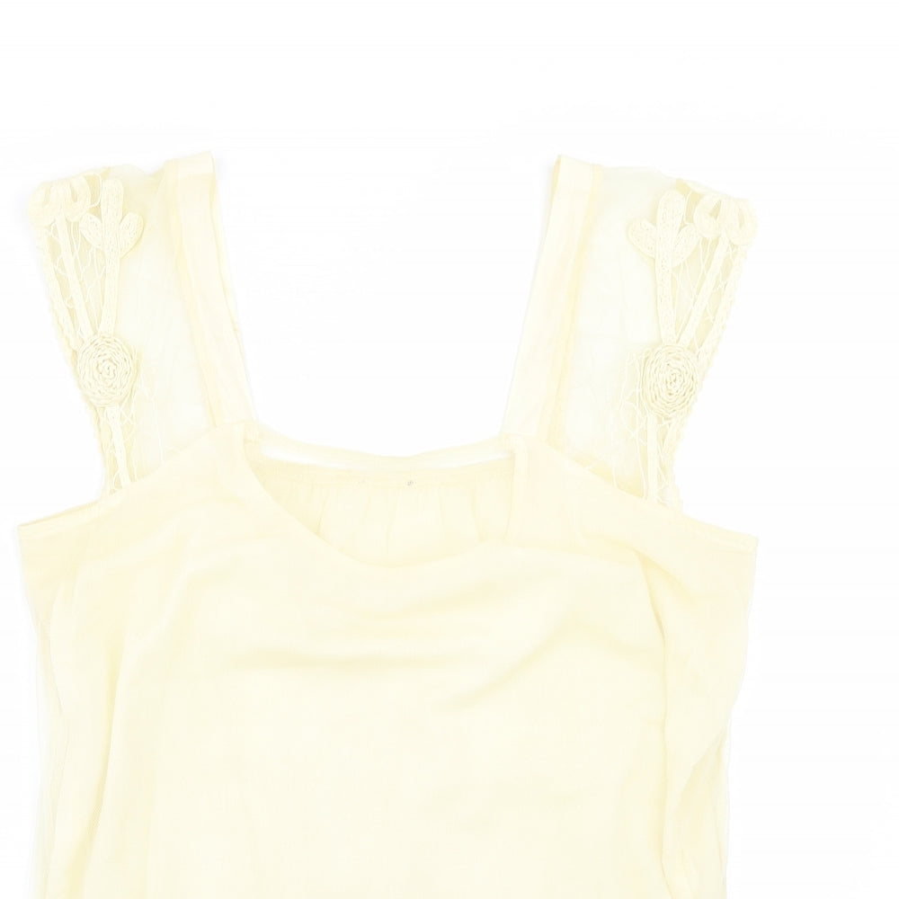 Preworn Womens Yellow Floral  Basic Tank Size M