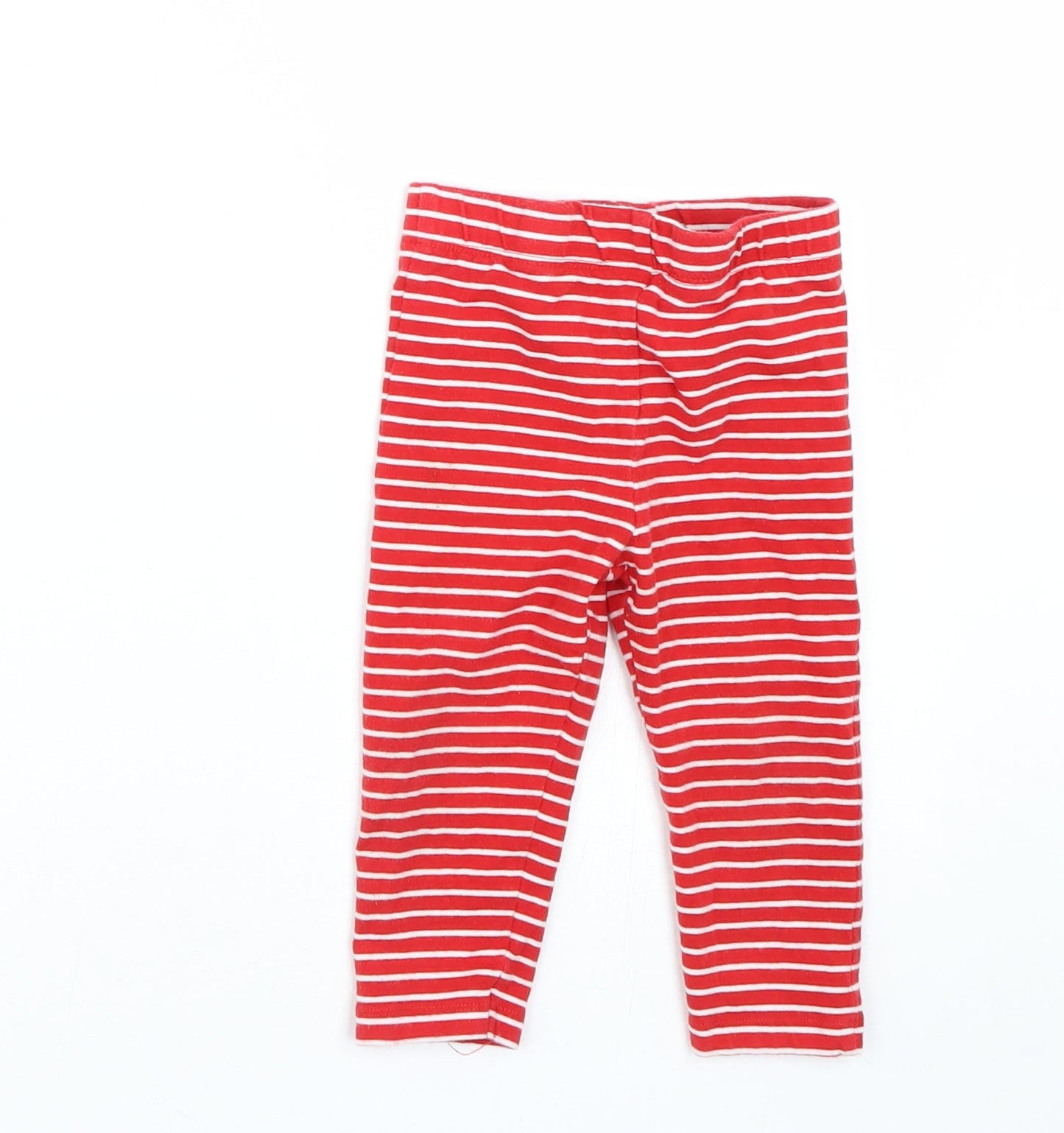 F&F Girls Red Striped  Capri Leggings Size 9-12 Months
