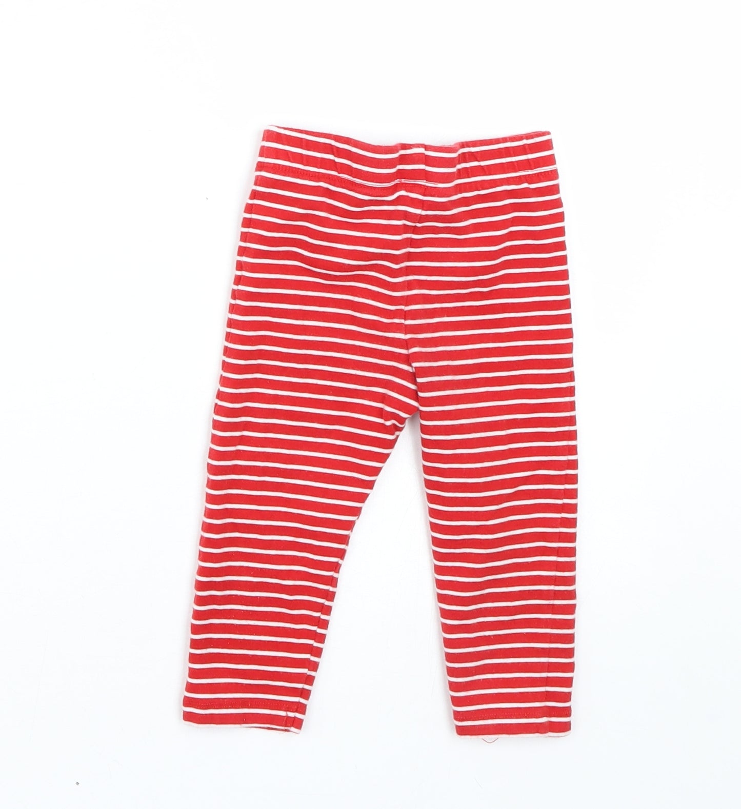 F&F Girls Red Striped  Capri Leggings Size 9-12 Months
