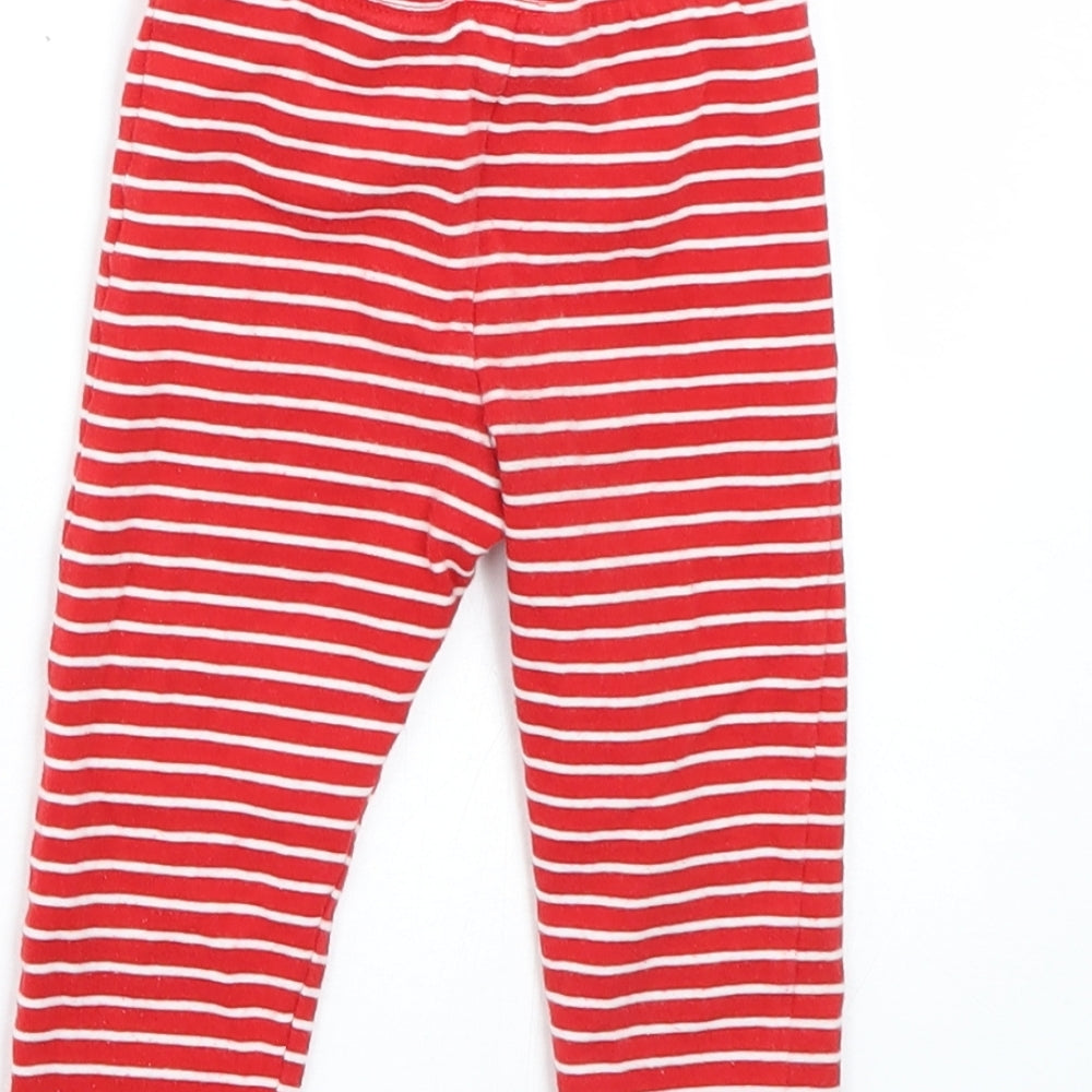 F&F Girls Red Striped  Capri Leggings Size 9-12 Months
